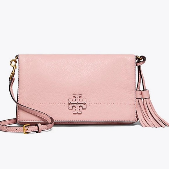 Tory Burch Handbags - Tory Burch McGraw Foldover Leather Crossbody Pink